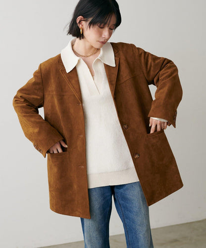 翻領長毛針織套頭衫