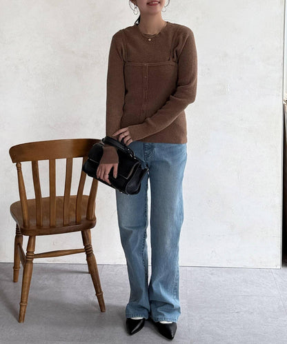 針織套頭衫×針織背心套裝