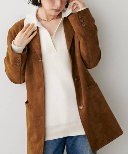 翻領長毛針織套頭衫