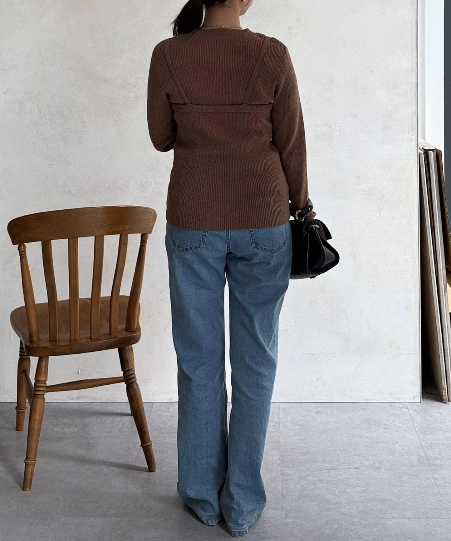 針織套頭衫×針織背心套裝