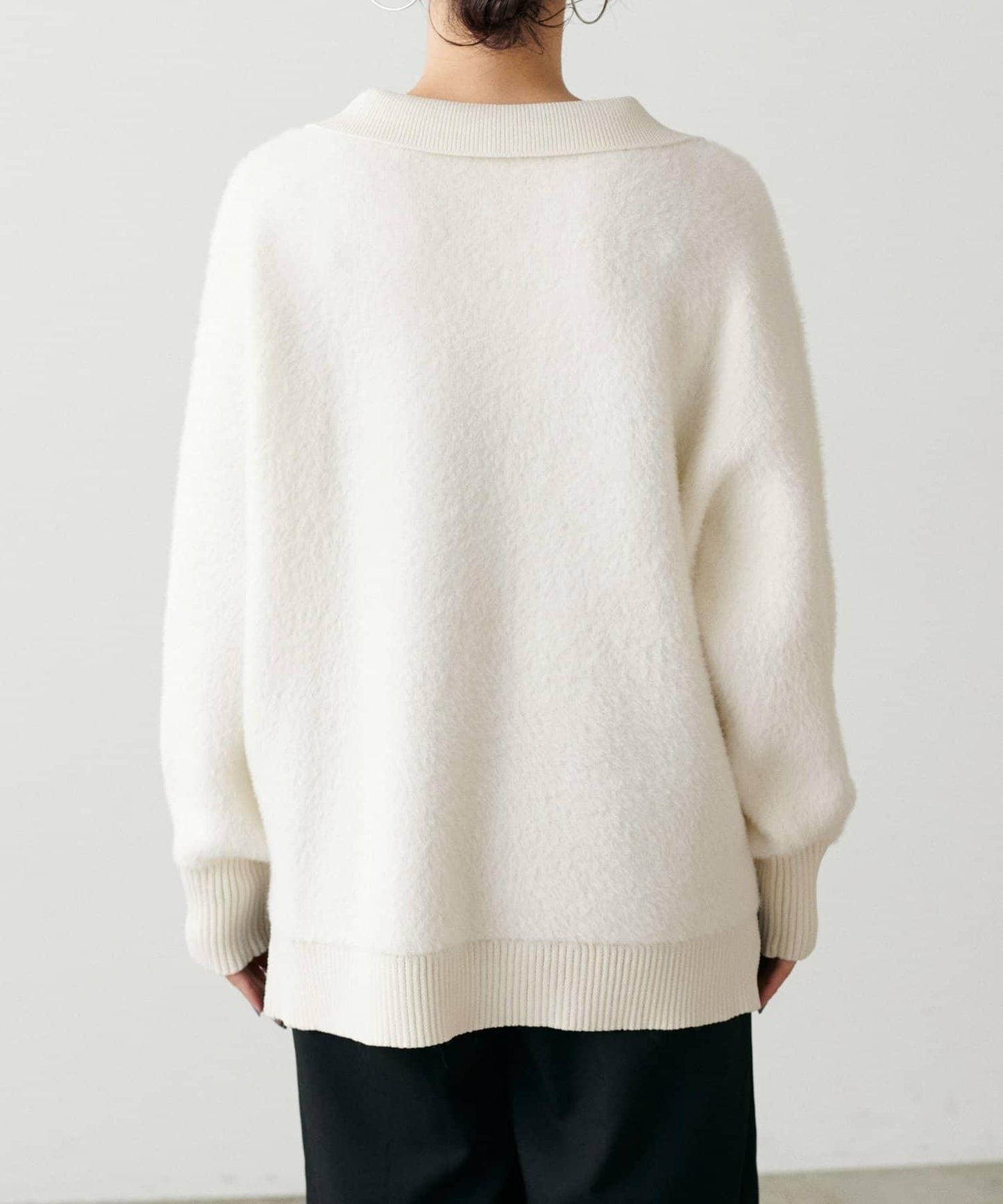 翻領長毛針織套頭衫