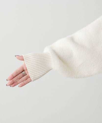 翻領長毛針織套頭衫