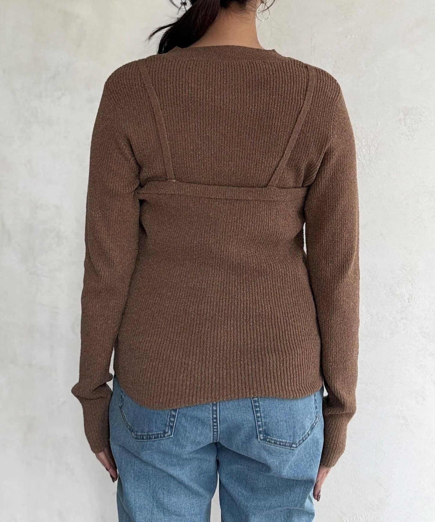 針織套頭衫×針織背心套裝