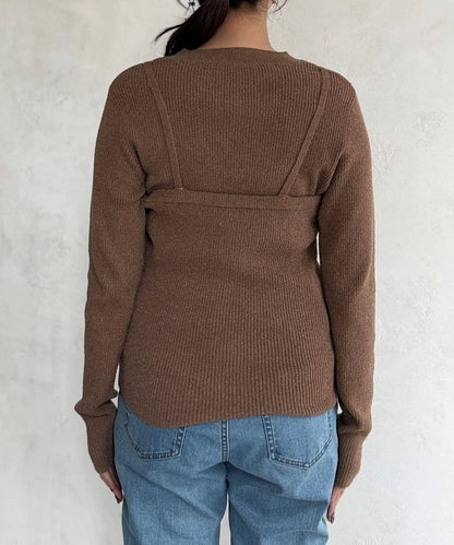 針織套頭衫×針織背心套裝