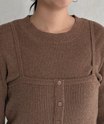 針織套頭衫×針織背心套裝