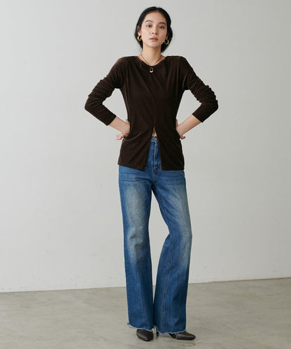 前後兩穿拉鍊天鵝絨套頭衫