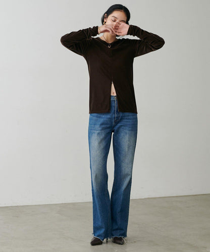 前後兩穿拉鍊天鵝絨套頭衫