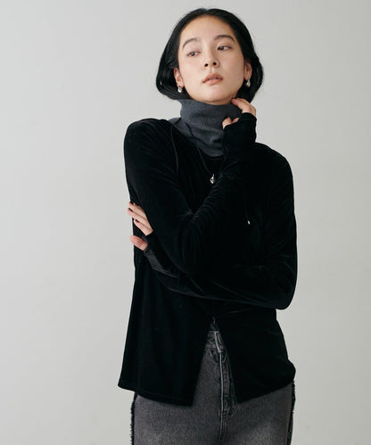 前後兩穿拉鍊天鵝絨套頭衫