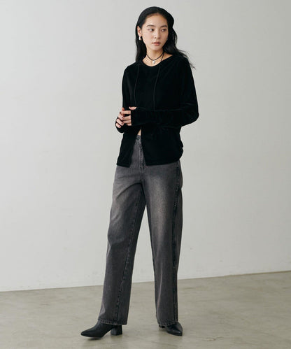 前後兩穿拉鍊天鵝絨套頭衫