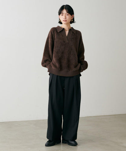 翻領長毛針織套頭衫