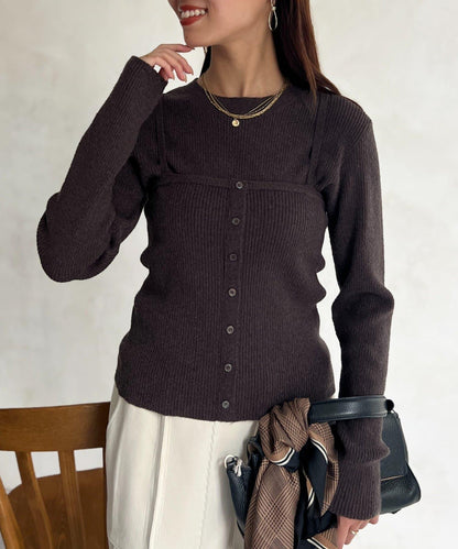 針織套頭衫×針織背心套裝