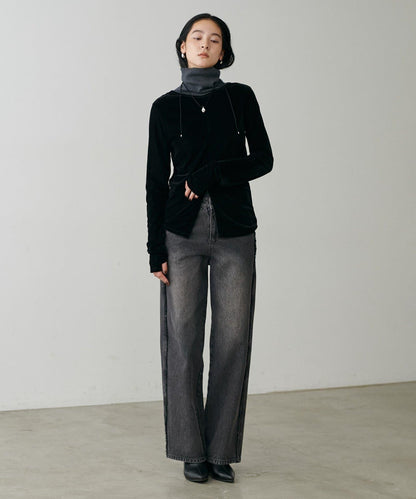 前後兩穿拉鍊天鵝絨套頭衫