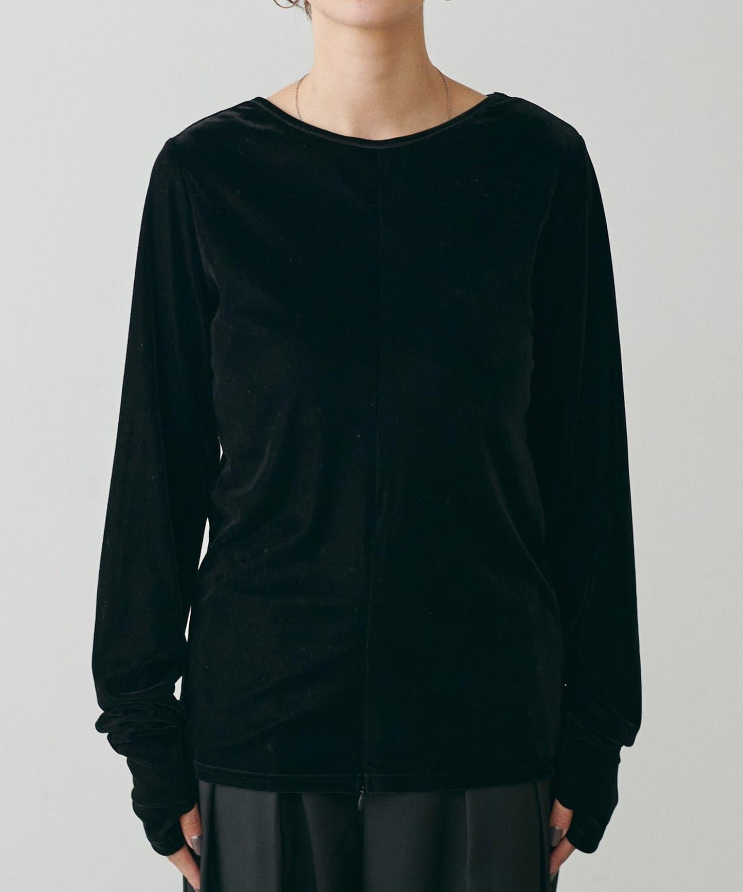 前後兩穿拉鍊天鵝絨套頭衫