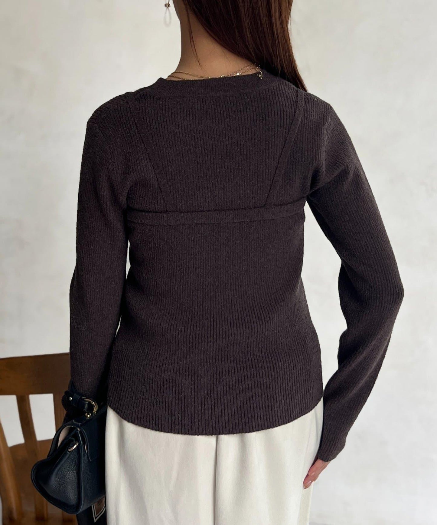 針織套頭衫×針織背心套裝