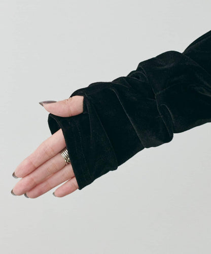 前後兩穿拉鍊天鵝絨套頭衫