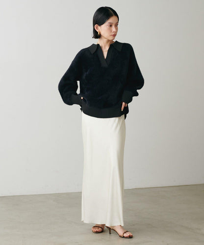 翻領長毛針織套頭衫