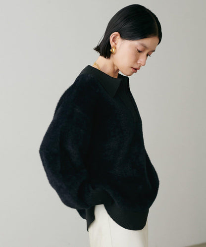 翻領長毛針織套頭衫