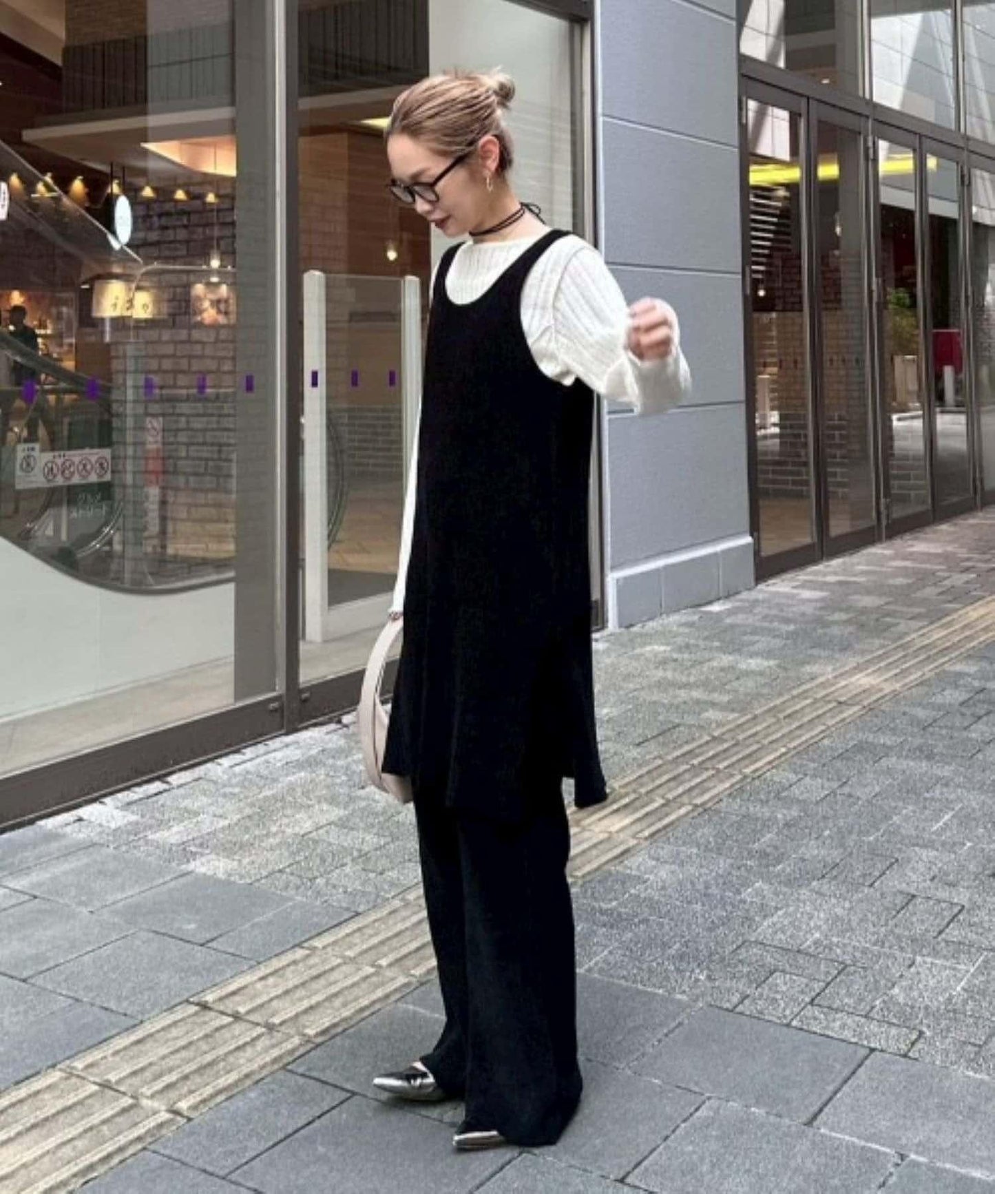 【PON企畫】顯瘦前後兩穿毛絨針織吊帶長款上衣