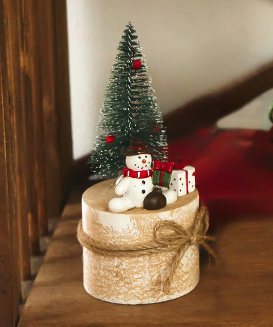 切り株ツリースノーマンオブジェ/クリスマス
