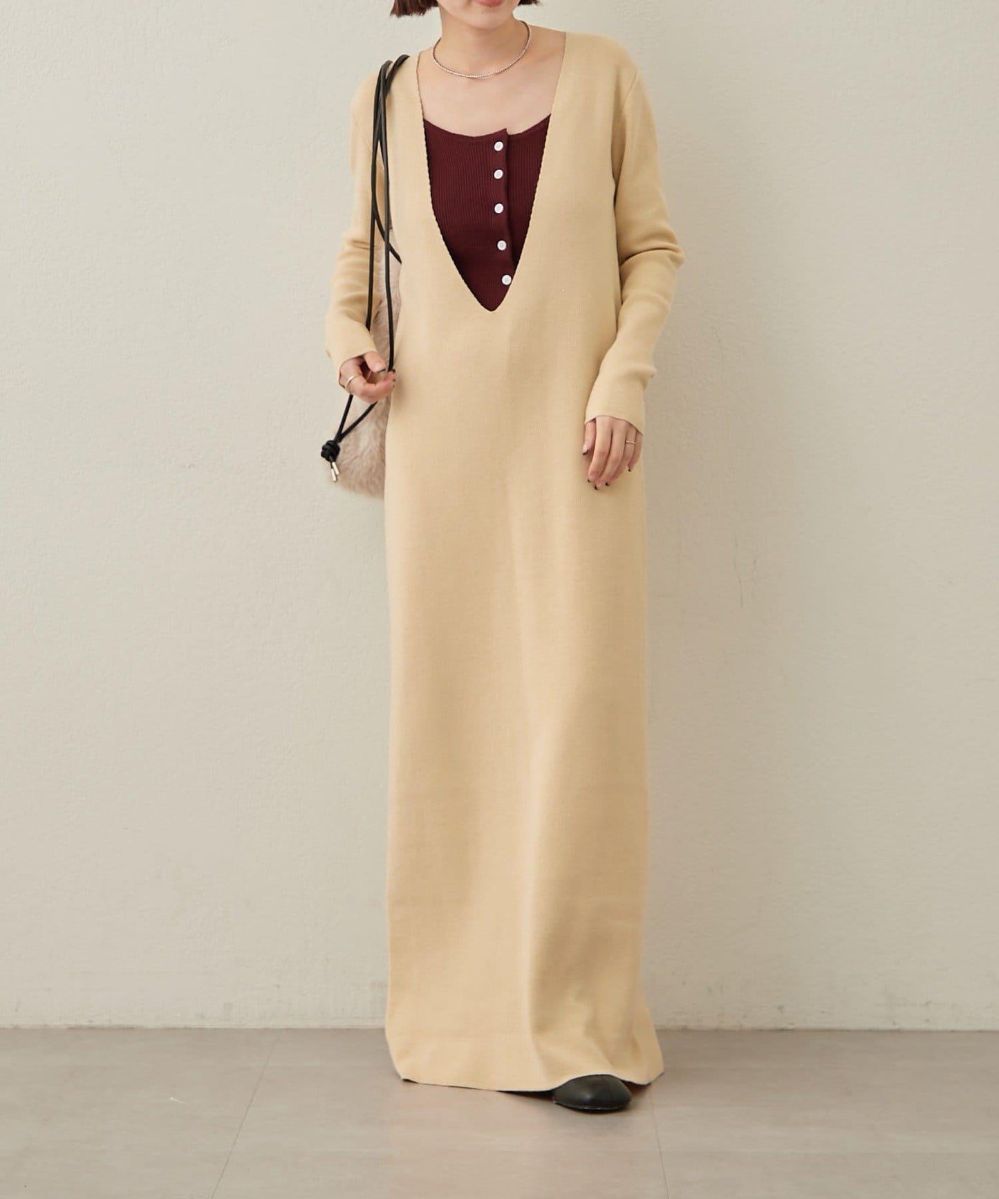 【sato企畫】針織連衣裙吊帶背心套裝