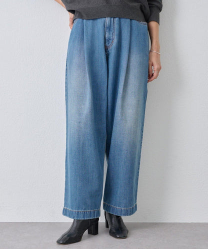 《フルカワコラボ》寬鬆褶皺牛仔褲
