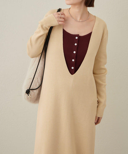 【sato企畫】針織連衣裙吊帶背心套裝