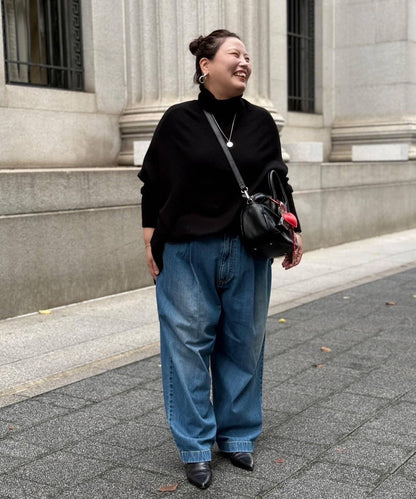 《フルカワコラボ》寬鬆褶皺牛仔褲