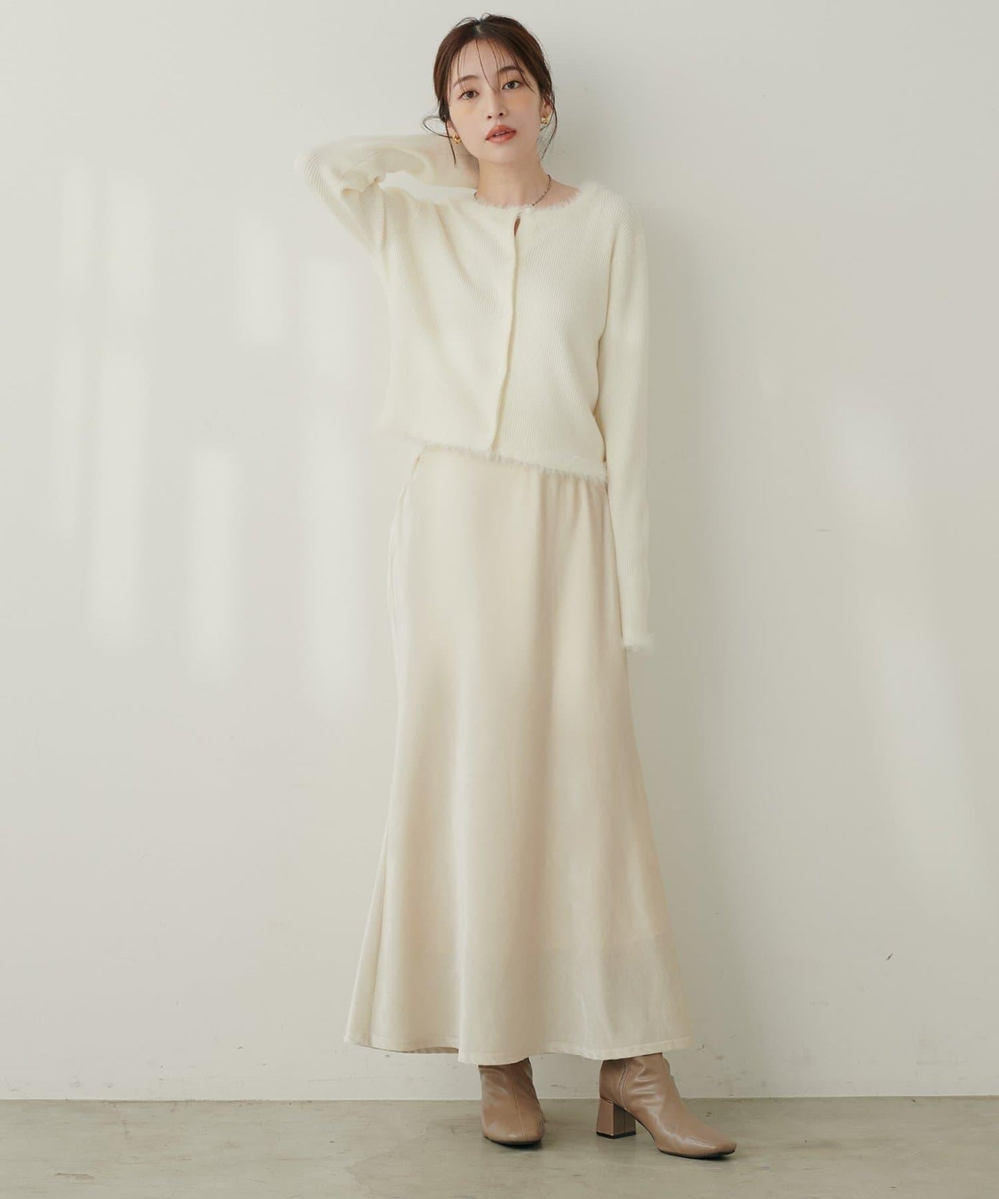 針織拼接羽毛開衫