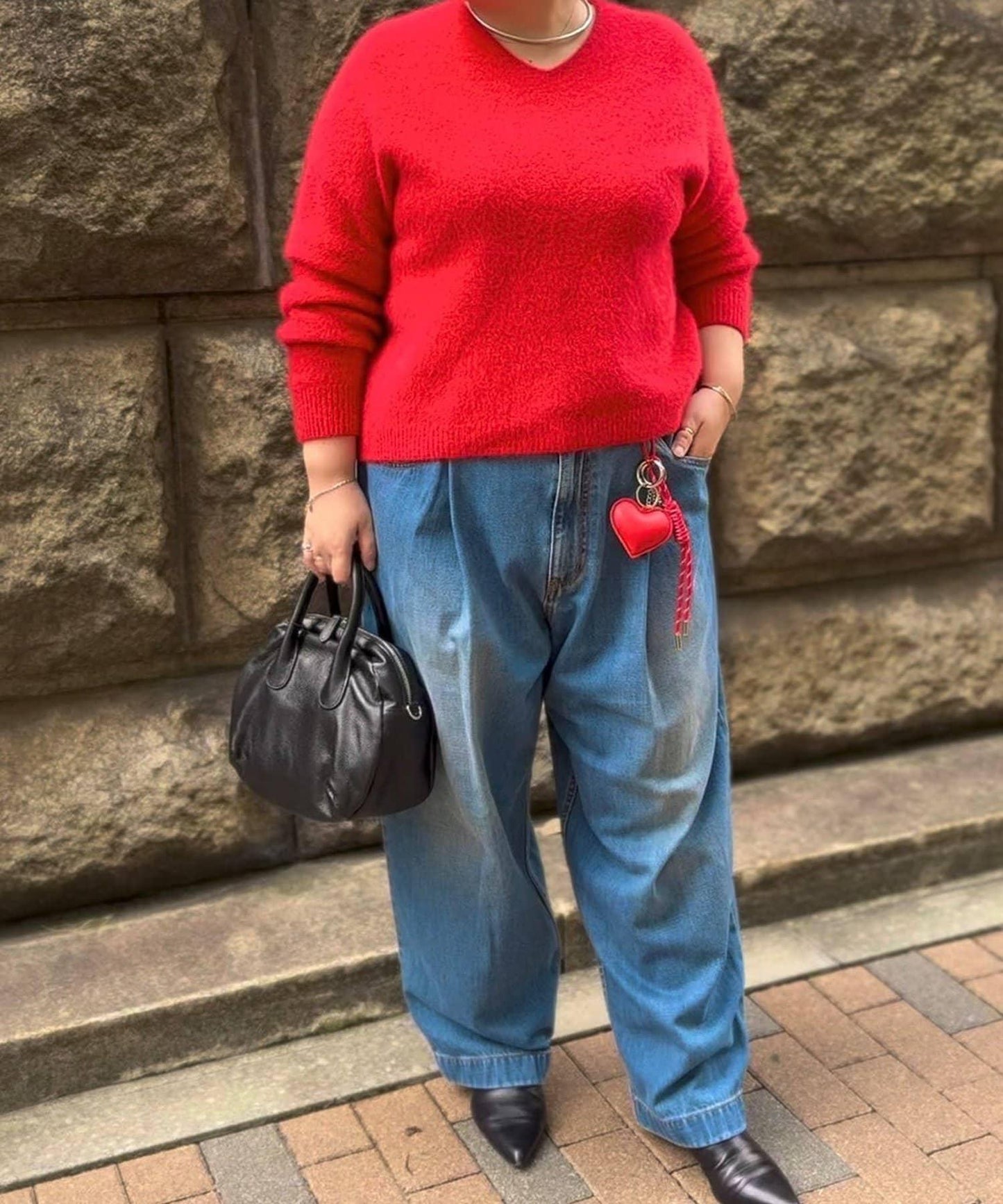 《フルカワコラボ》寬鬆褶皺牛仔褲