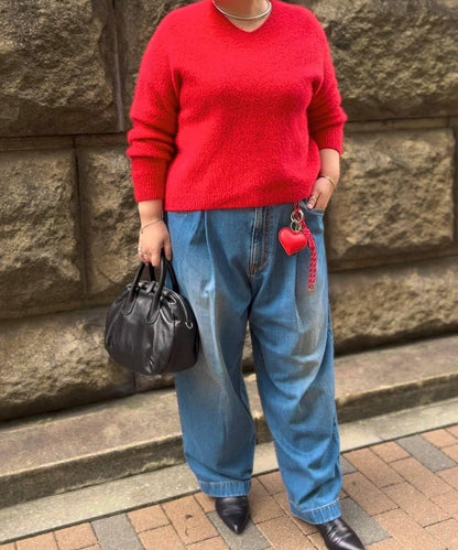 《フルカワコラボ》寬鬆褶皺牛仔褲