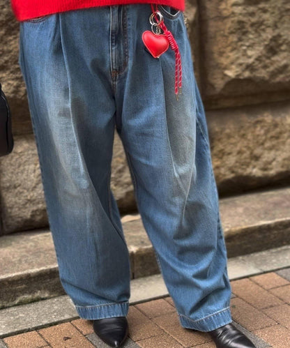 《フルカワコラボ》寬鬆褶皺牛仔褲