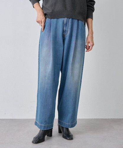 《フルカワコラボ》寬鬆褶皺牛仔褲
