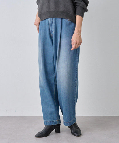 《フルカワコラボ》寬鬆褶皺牛仔褲