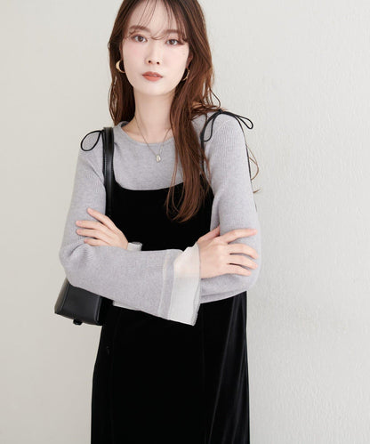 袖口透視喇叭袖針織衫