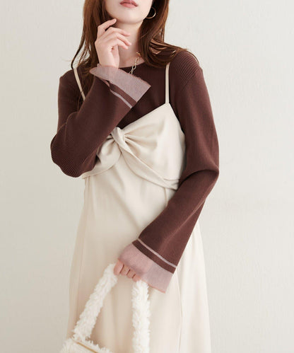 袖口透視喇叭袖針織衫