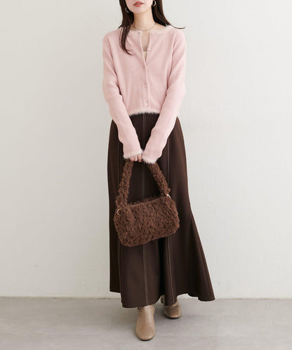 針織拼接羽毛開衫