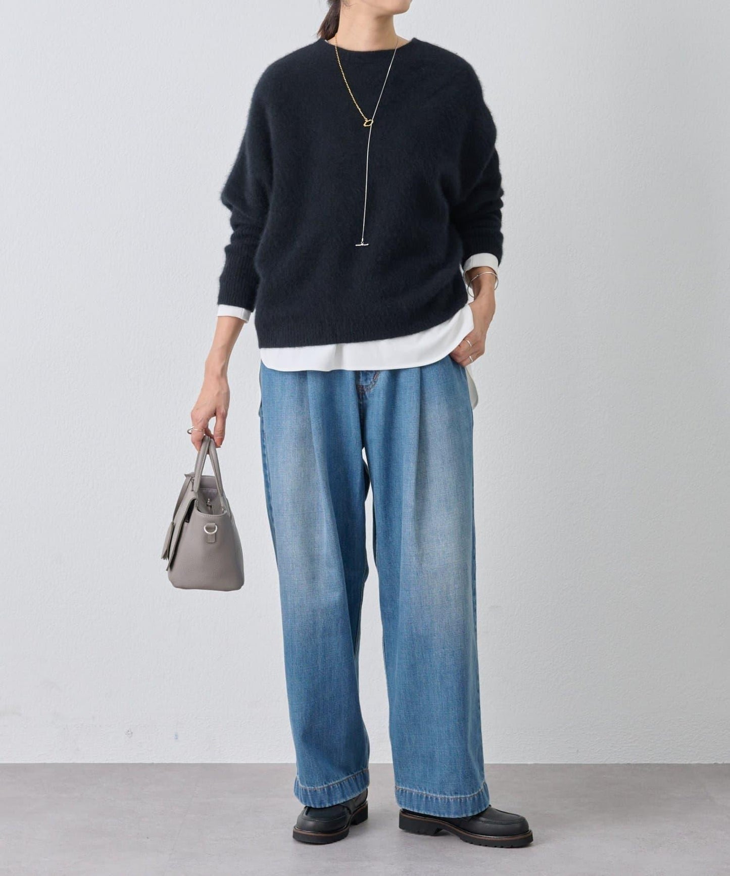 《フルカワコラボ》寬鬆褶皺牛仔褲