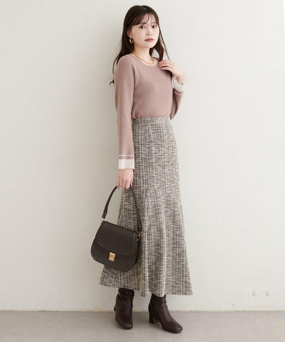 袖口透視喇叭袖針織衫