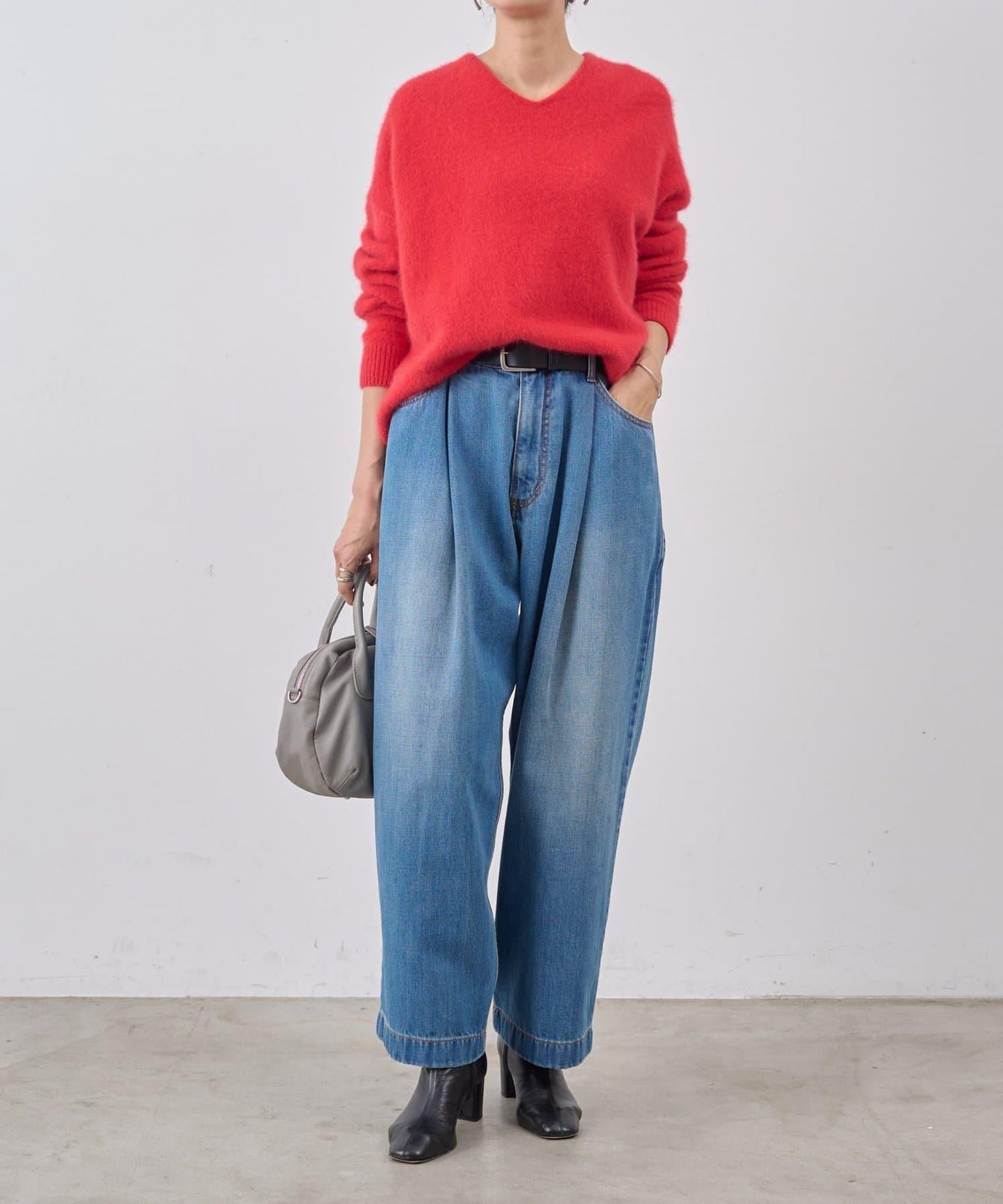 《フルカワコラボ》寬鬆褶皺牛仔褲