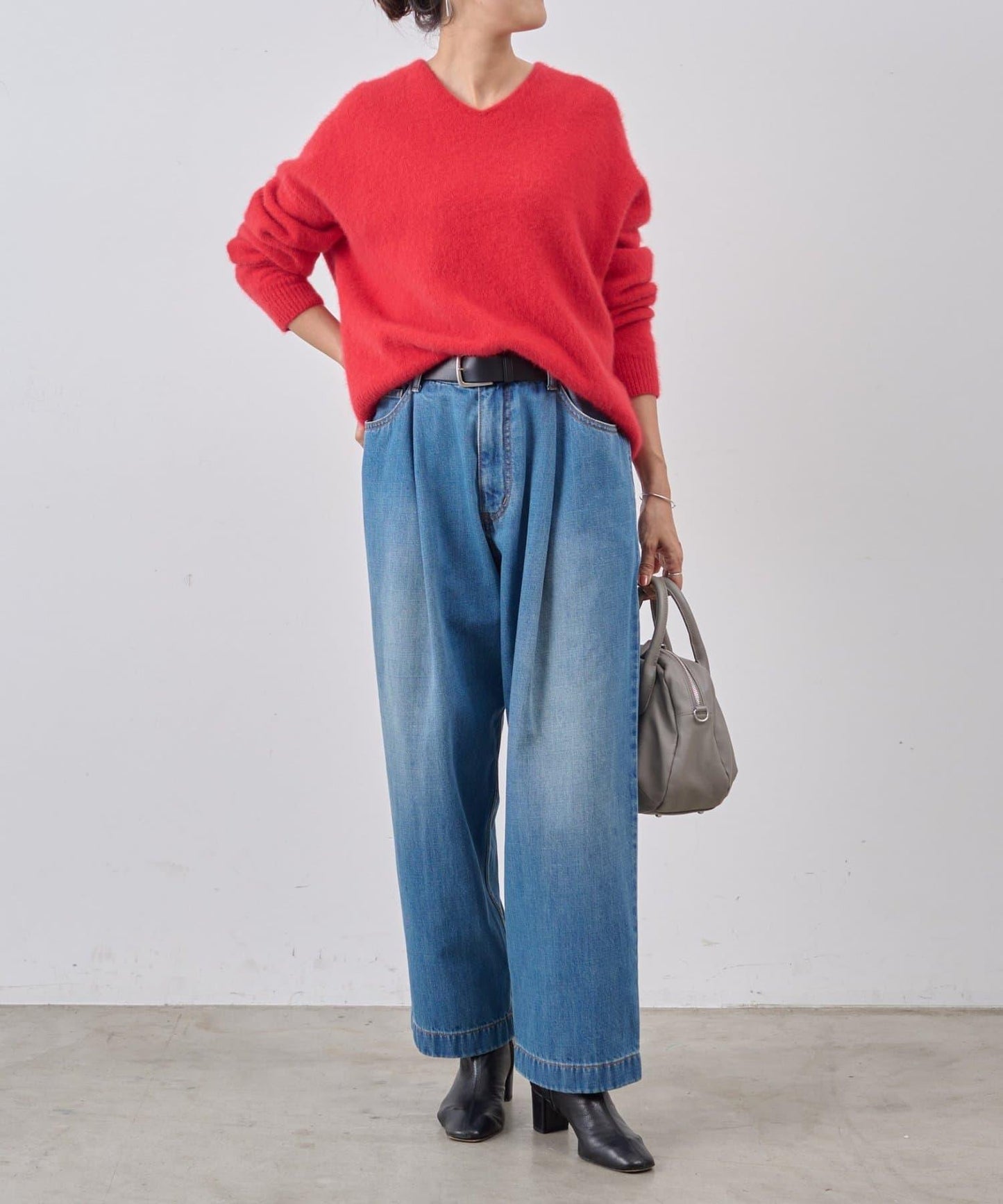 《フルカワコラボ》寬鬆褶皺牛仔褲