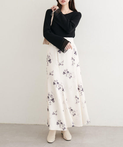 袖口透視喇叭袖針織衫