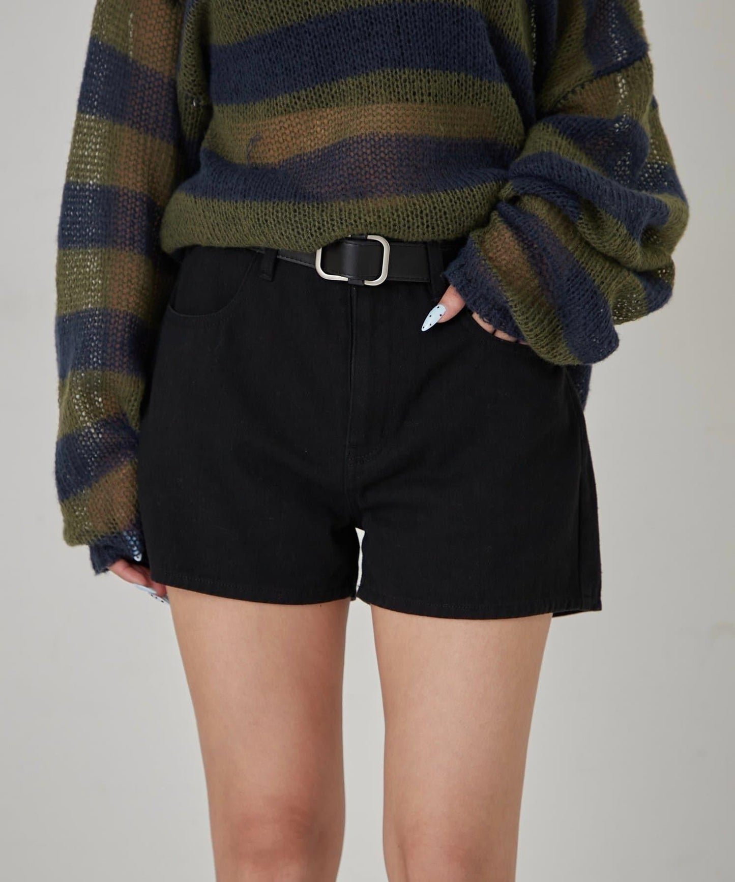多色斜紋短褲
