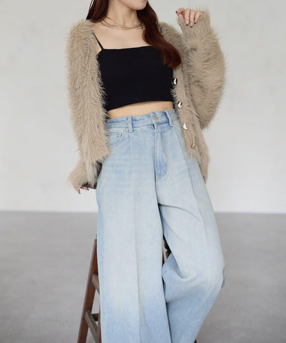 【Yuna企畫】高腰褶皺寬鬆牛仔褲