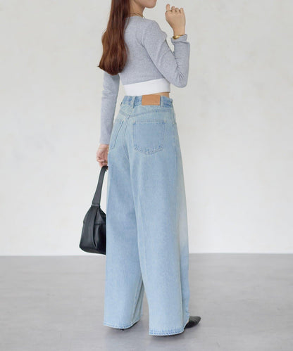 【Yuna企畫】高腰褶皺寬鬆牛仔褲