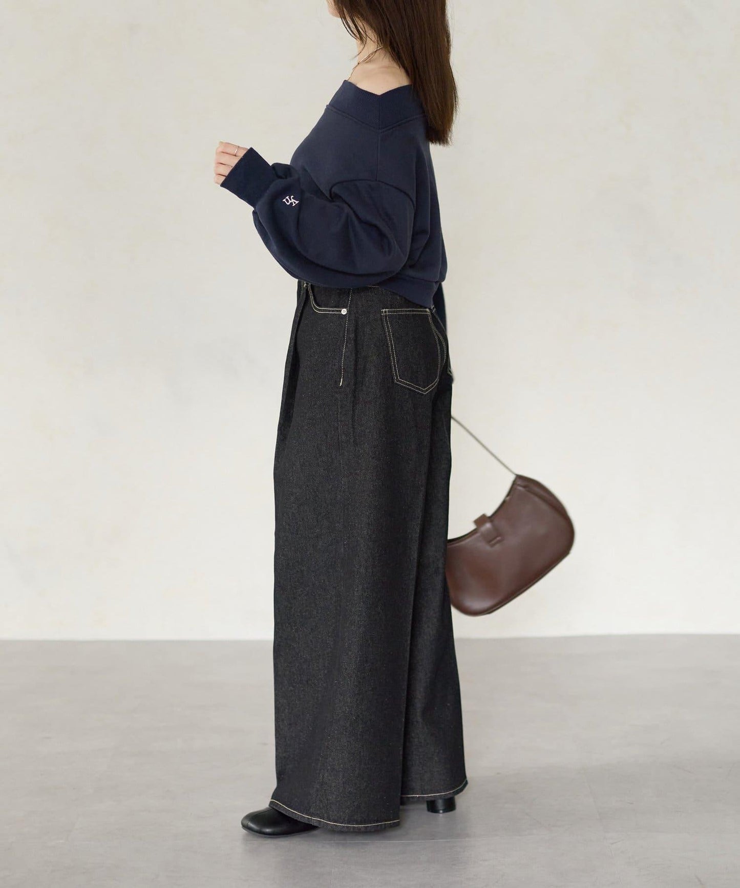 【Yuna企畫】高腰褶皺寬鬆牛仔褲