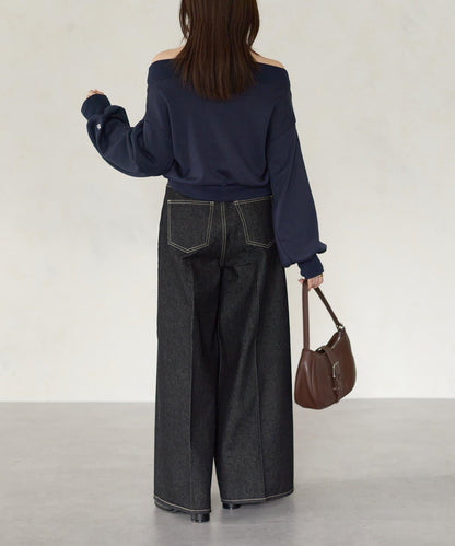 【Yuna企畫】高腰褶皺寬鬆牛仔褲