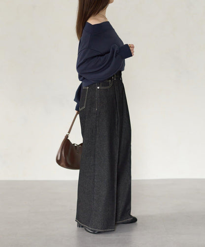 【Yuna企畫】高腰褶皺寬鬆牛仔褲