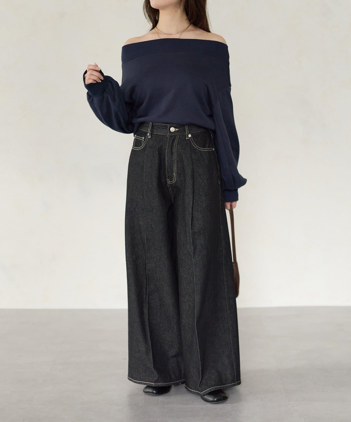 【Yuna企畫】高腰褶皺寬鬆牛仔褲