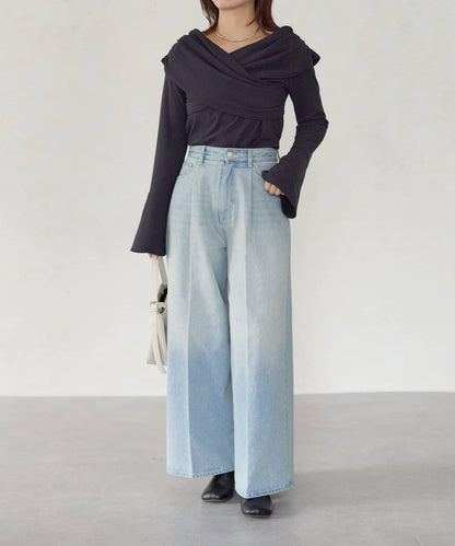 【Yuna企畫】高腰褶皺寬鬆牛仔褲