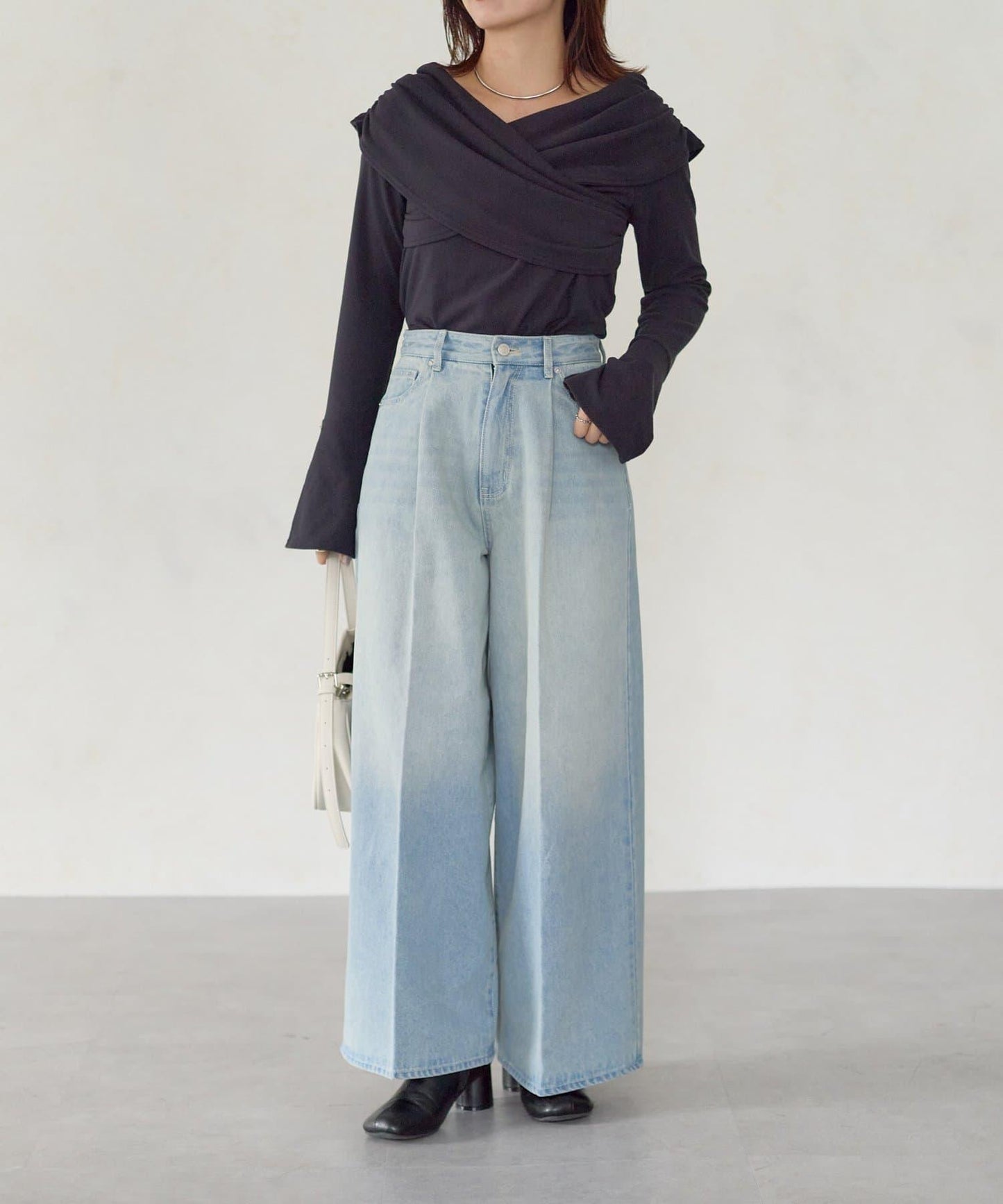 【Yuna企畫】高腰褶皺寬鬆牛仔褲